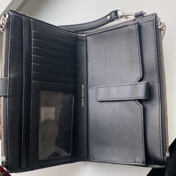 Michael Kors Wallet Wristlet Double Zipper Black with Phone Slot - Picture 3 of 9